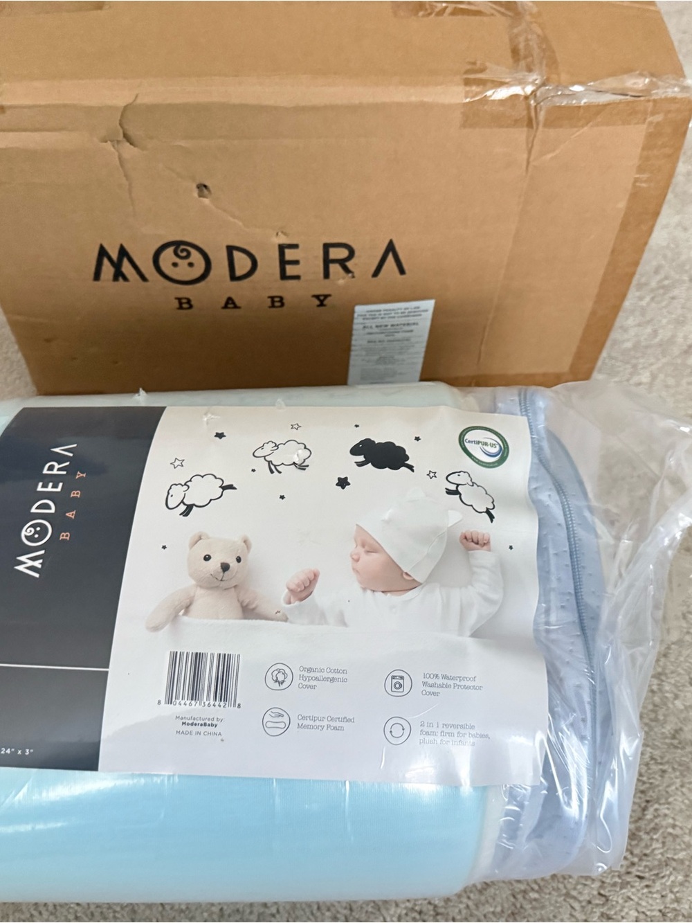 Modera Baby Blue Waterproof Crib Mattress Protector